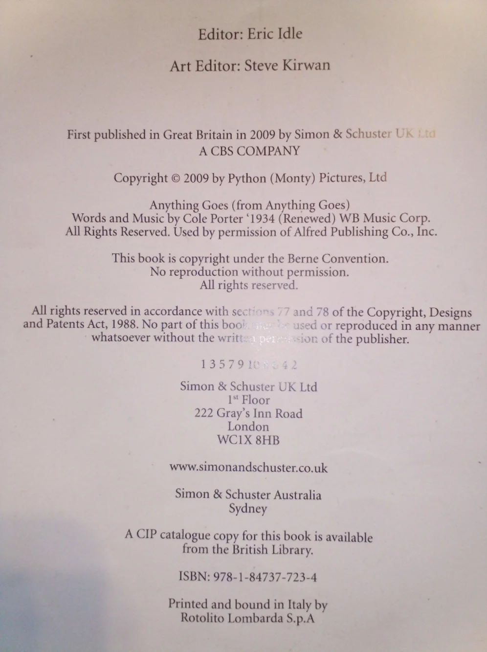 Monty Python Live 40th Anniversary 2009 Eric Idle Simon & Schuster Hardcover - Picture 5 of 10
